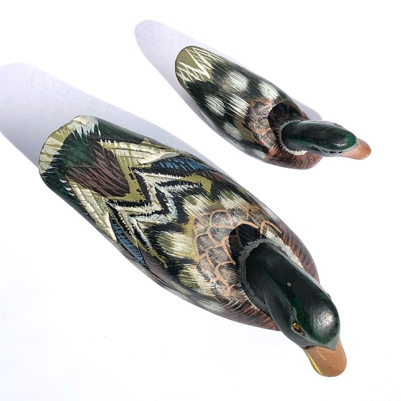 Pacific Rim Carvers Set 2 Miniature Ducks Mallard Mother and Duckling handmade - Picture 13 of 16